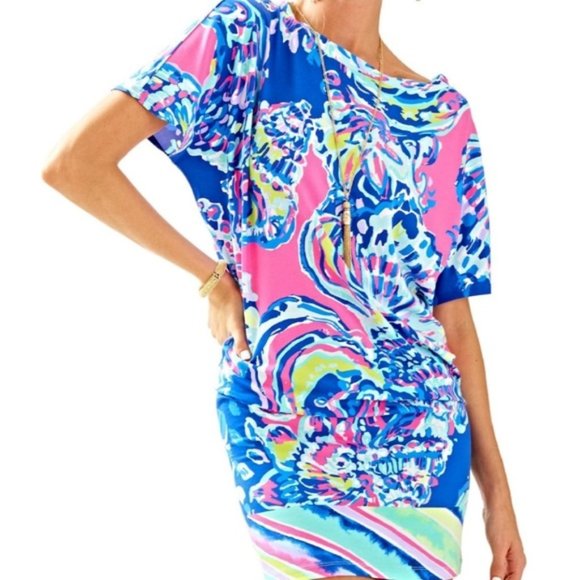 Lilly Pulitzer Lowe Dress Coastal Retreat Blue Pink Yellow White Short Mini S - Picture 7 of 16